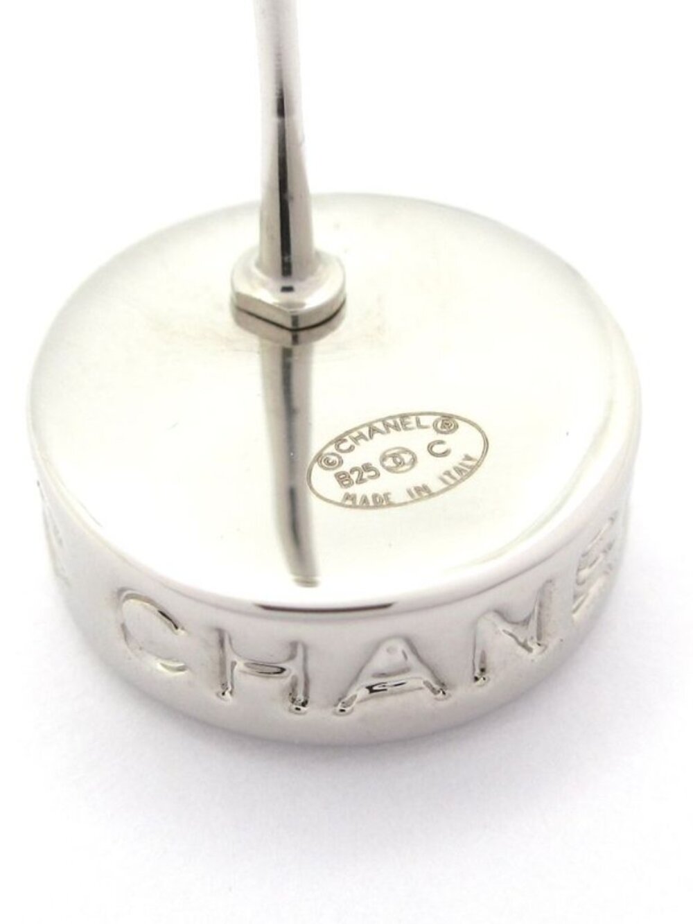 ★SOLD★ Chanel Earrings CC Logo Silver - Picture 5 of 7